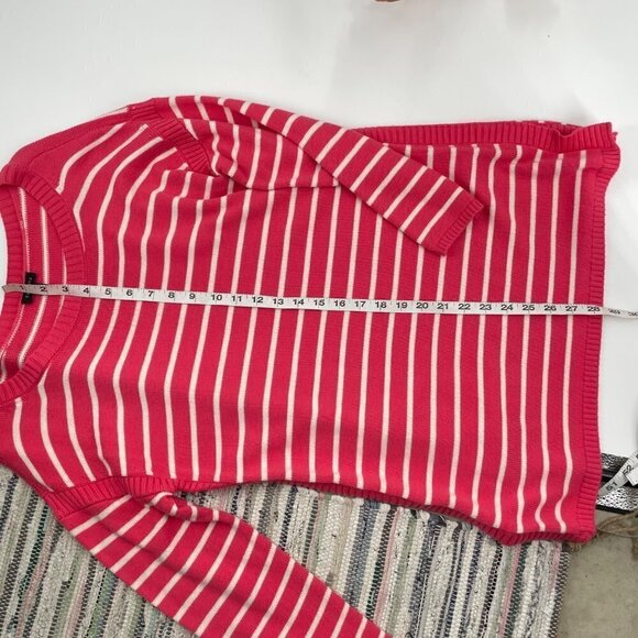 Talbots Pink White Striped Long Sleeve Sweater Tunic Womens Size Medium Casual - Picture 7 of 7